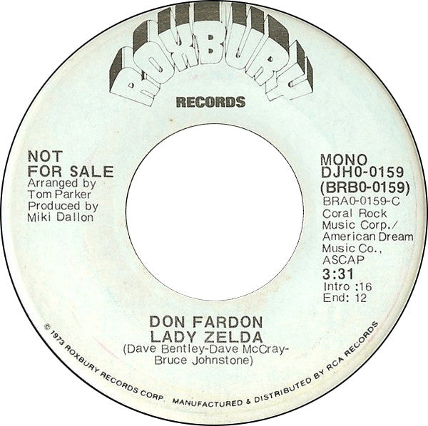 Don Fardon - Lady Zelda - Used Vinyl Record 7"