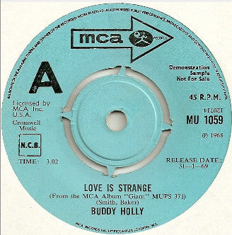 Buddy Holly - Love Is Strange - Used Vinyl Record 7"