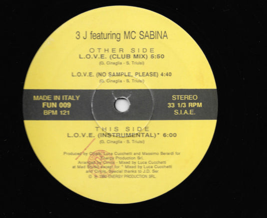 3J - L.O.V.E. - Used Vinyl Record 12"