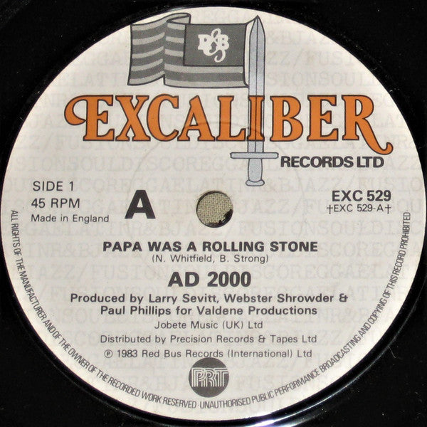 A.D. 2000 - Papa Was A Rolling Stone - Used Vinyl Record 7"