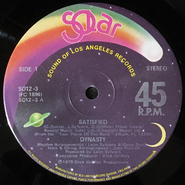 Dynasty - Satisfied - Used Vinyl Record 12"