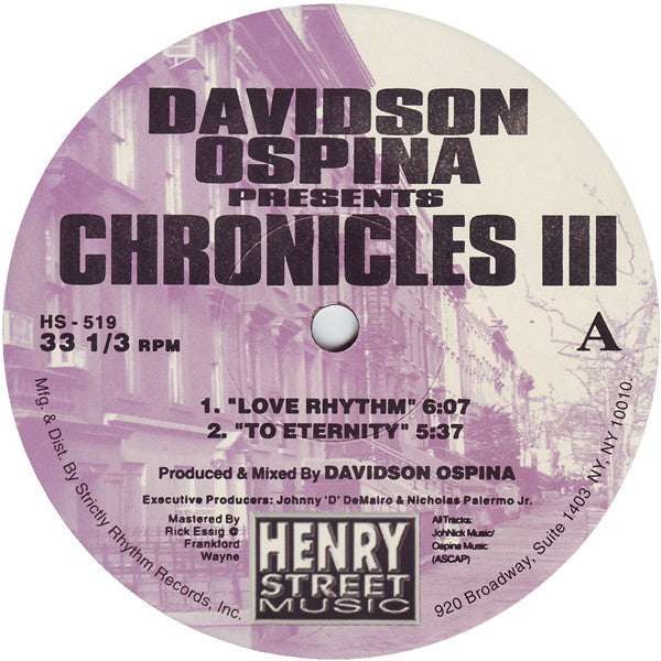 Davidson Ospina - Chronicles III - Used Vinyl Record 12"
