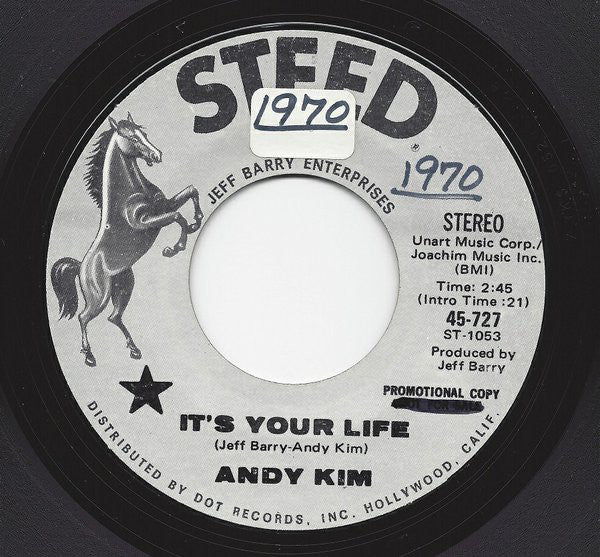 Andy Kim - It's Your Life - Used Vinyl Record 7"