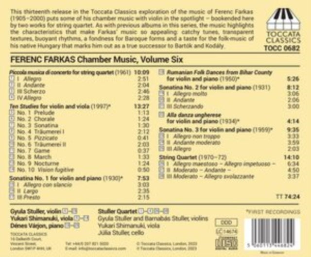 GYULA STULLER; YUKAR - FERENC FARKAS CHAMBER MUSIC - CD