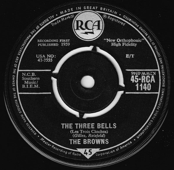 Browns - Three Bells - Used Vinyl Record 7"