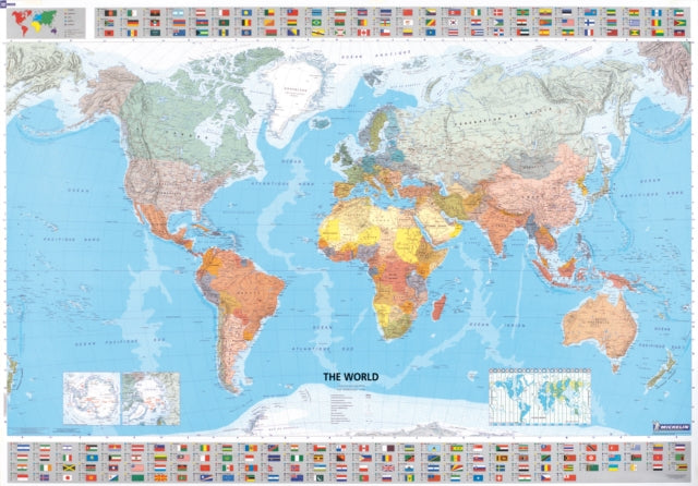 World - Michelin rolled & tubed wall map Paper : Wall Map - New Sheet
