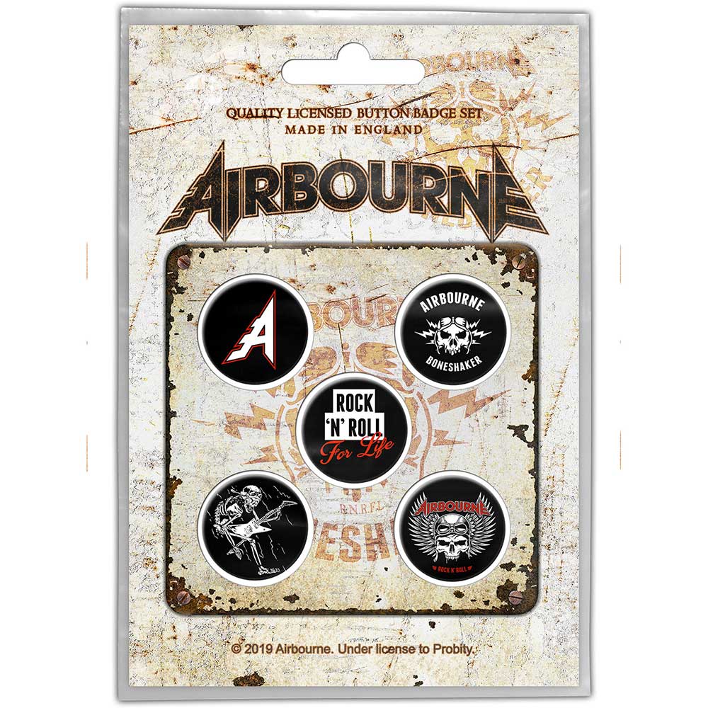 AIRBOURNE - BONESHAKER (BUTTON BADGE SET) - Other Football Memorabilia