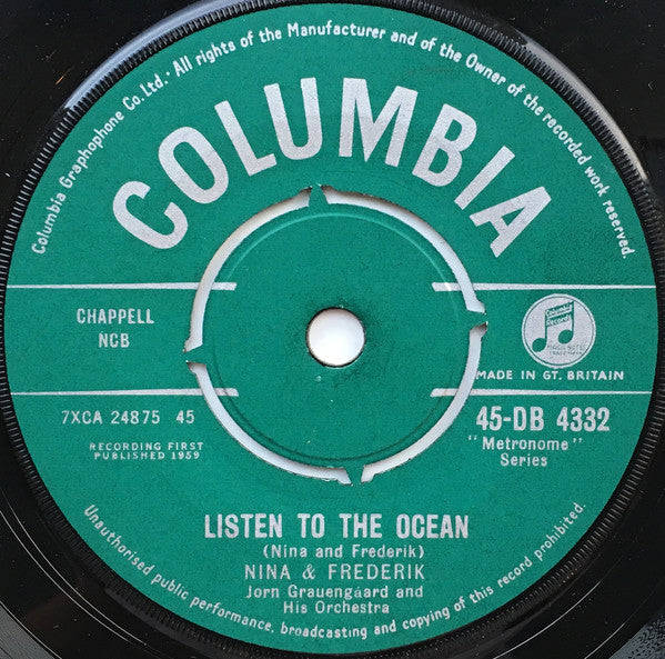 Nina & Frederik - Listen To The Ocean - Used Vinyl Record 7"