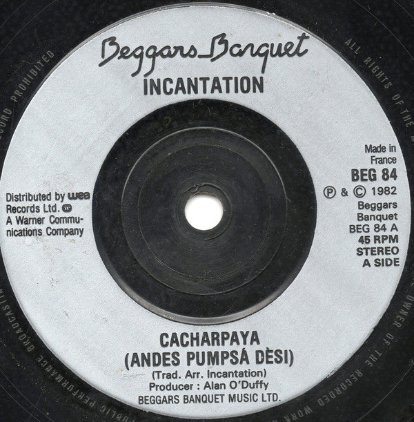 Incantation - Cacharpaya (Andes Pumpsa Desi) - Used Vinyl Record 7"