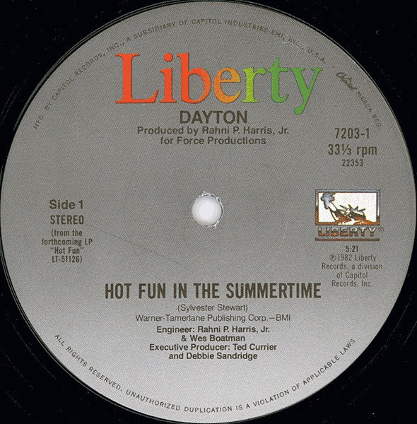 Dayton - Hot Fun In The Summertime - Used Vinyl Record 12"
