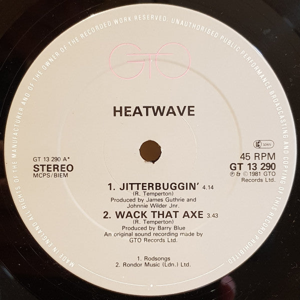 Heatwave - Jitterbuggin' - Used Vinyl Record 12"