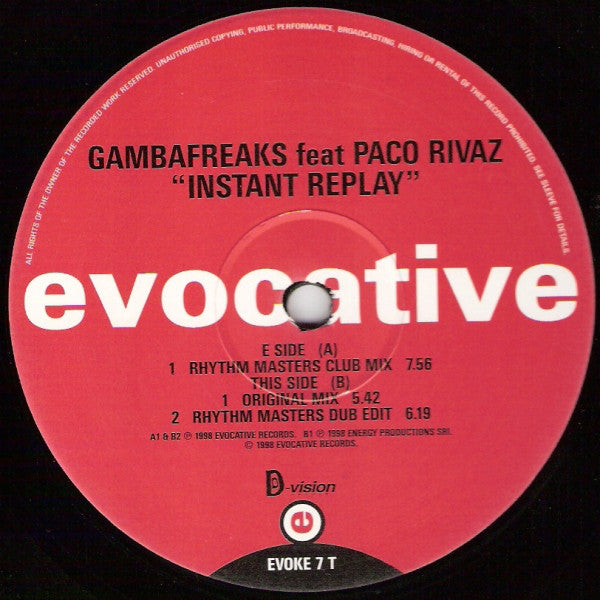 Gambafreaks - Instant Replay - Used Vinyl Record 12"