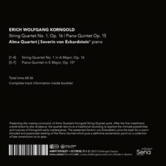 ALMA QUARTET / SEVER - Korngold: String Quartet No. 1, Op. 16; Piano Qui