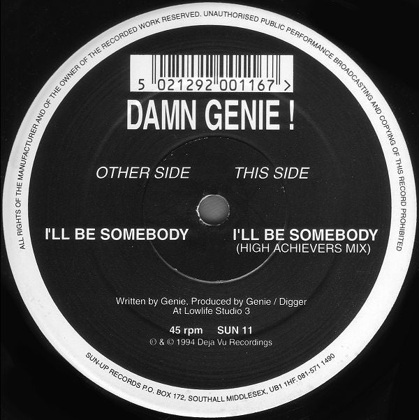 Damn Genie! - I'll Be Somebody - Used Vinyl Record 12"