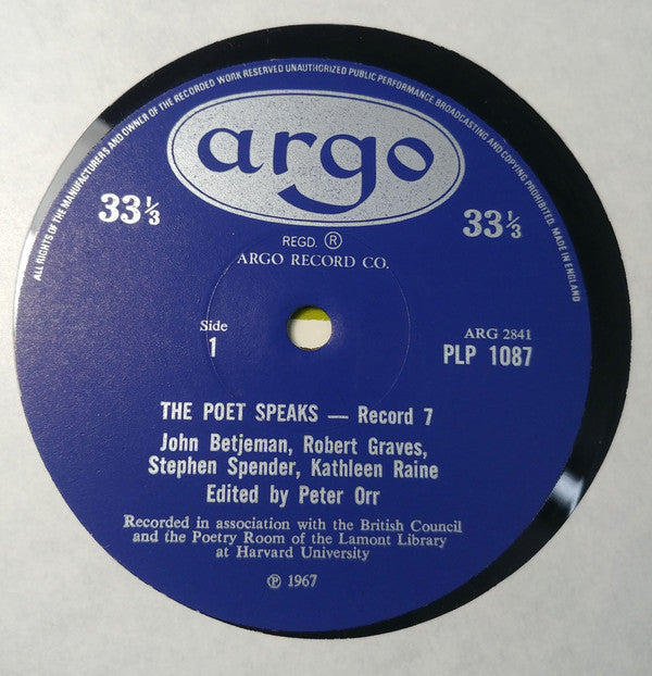 Various - Poet Speaks (Record Seven) - Used Vinyl Record