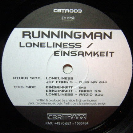 Runningman - Loneliness / Einsamkeit - Used Vinyl Record 12"