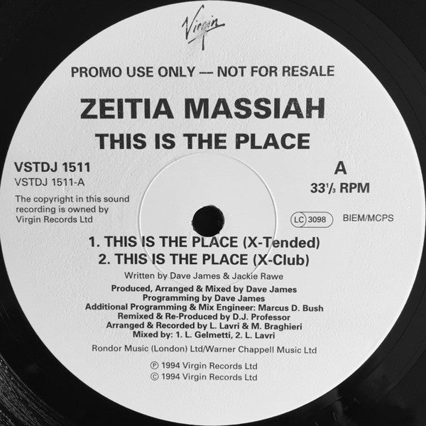 Zeeteah Massiah - This Is The Place - Used Vinyl Record 12"