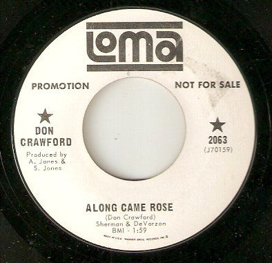 Don Crawford - Along Came Rose - Used Vinyl Record 7"