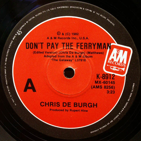 Chris de Burgh - Don't Pay The Ferryman - Used Vinyl Record 7"