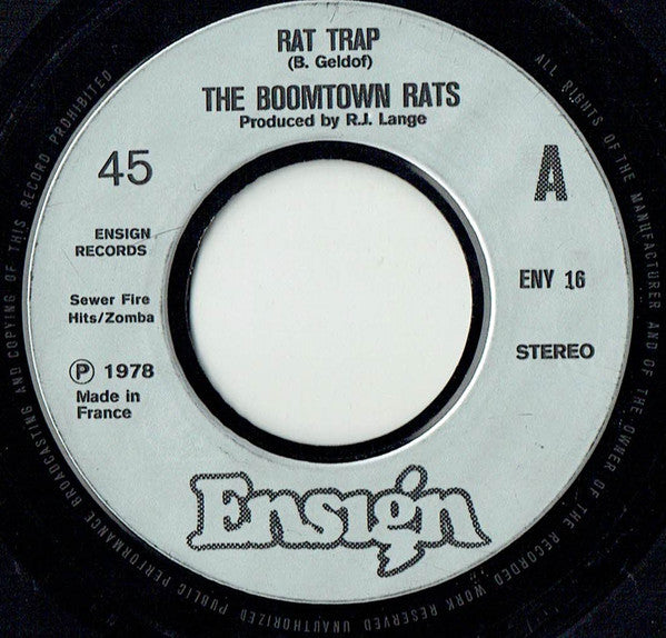 Boomtown Rats - Rat Trap - Used Vinyl Record 7"