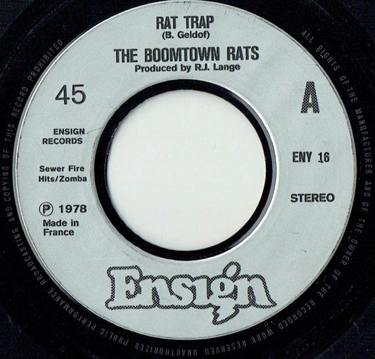 Boomtown Rats - Rat Trap - Used Vinyl Record 7"