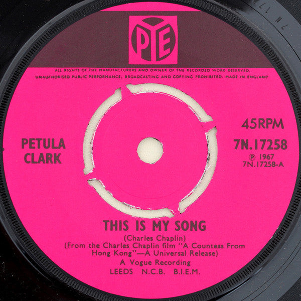 Petula Clark - This Is My Song - Used Vinyl Record 7"