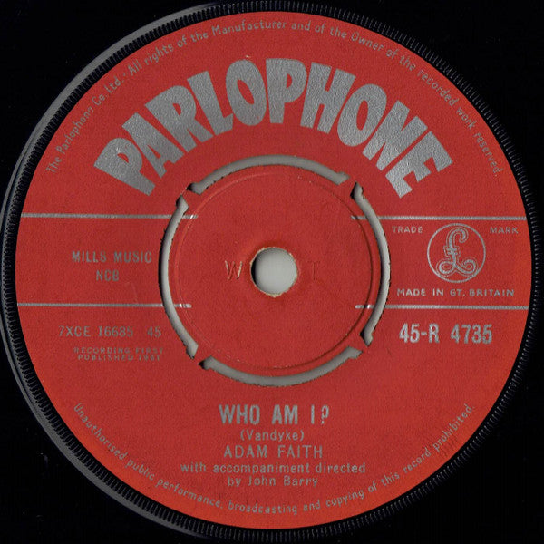 Adam Faith - Who Am I ? / This Is It - Used Vinyl Record 7"