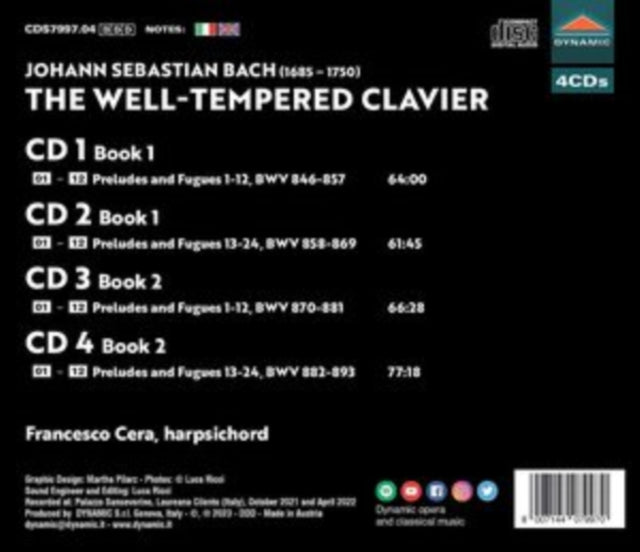 FRANCESCO CERA - BACH - WELL-TEMPERED CLAVIER - CDBX