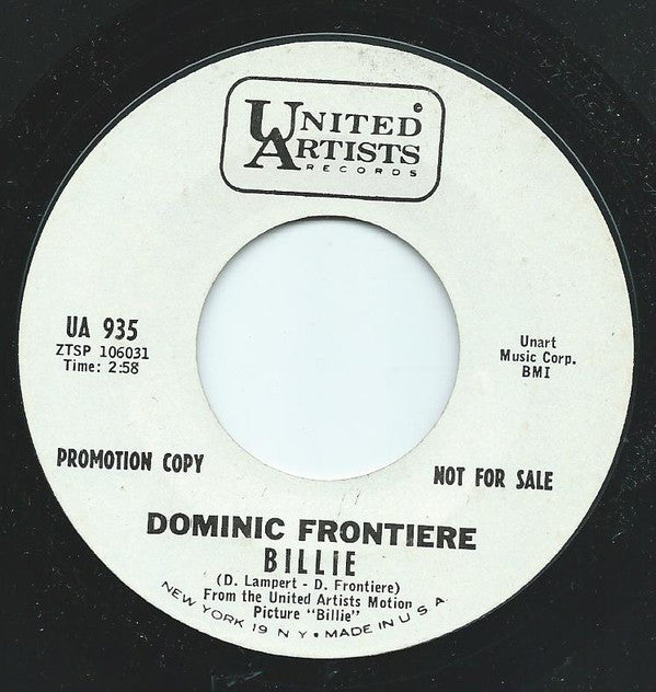 Dominic Frontiere - Billie - Used Vinyl Record 7"