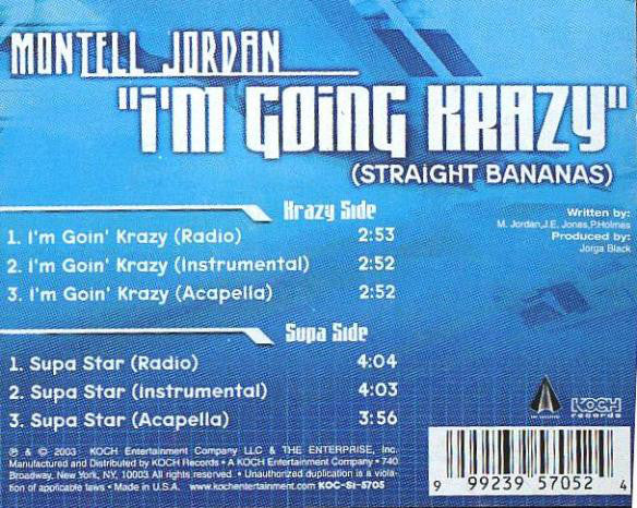 Montell Jordan - I'm Going Krazy (Straight Bananas) - Used Vinyl Reco