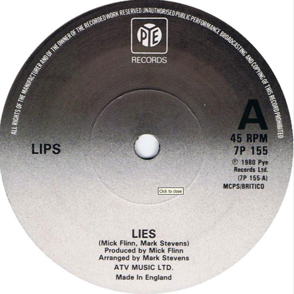 LIPS - Lies - Used Vinyl Record 7"
