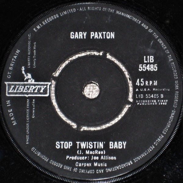 Gary Paxton - Stop Twistin' Baby - Used Vinyl Record 7"