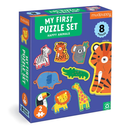 Illustrated By Linds - Happy Animals 2 Piece My First Puzzles - New Ji