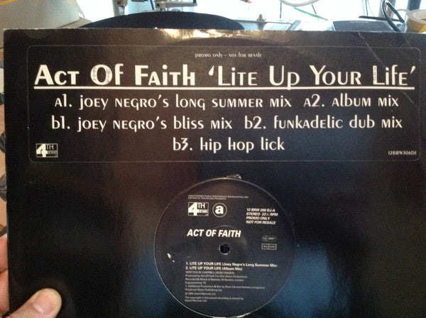 Act Of Faith - Lite Up Your Life - Used Vinyl Record 12"