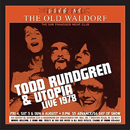 RUNDGREN TODD & UTOP - LIVE AT THE OLD WALDOLF - Vinyl Record
