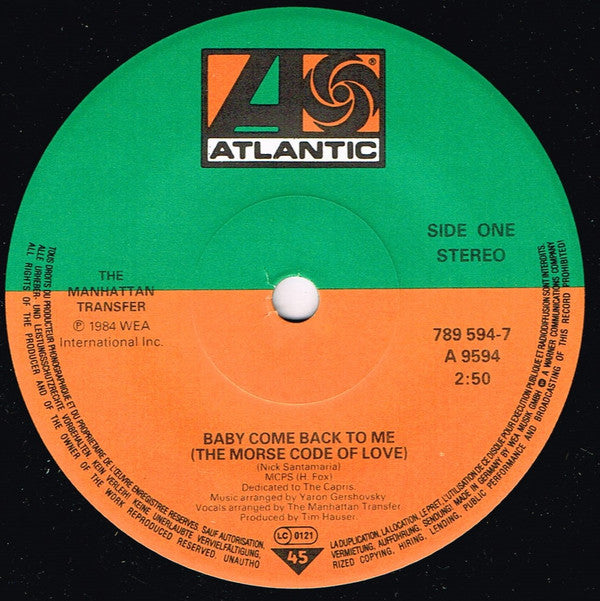 Manhattan Transfer - Baby Come Back To Me (The Morse Code Of Love) -