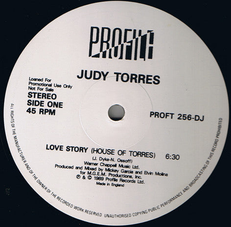 Judy Torres - Love Story - Used Vinyl Record 12"