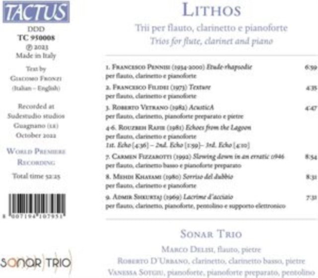 SONAR TRIO - LITHOS - TRIOS FOR FLUTE  CLAR - CD