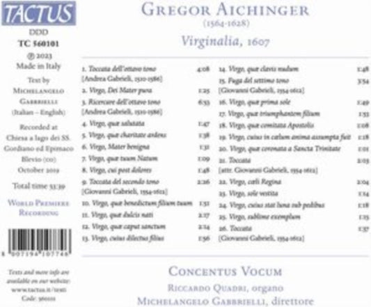 CONCENTUS VOCUM/GABB - AICHINGER - VIRGINALIA - CD