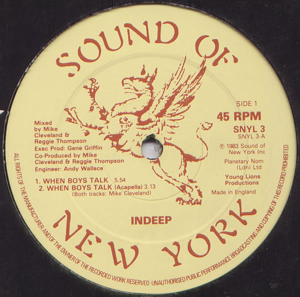 Indeep - When Boys Talk - Used Vinyl Record 12"
