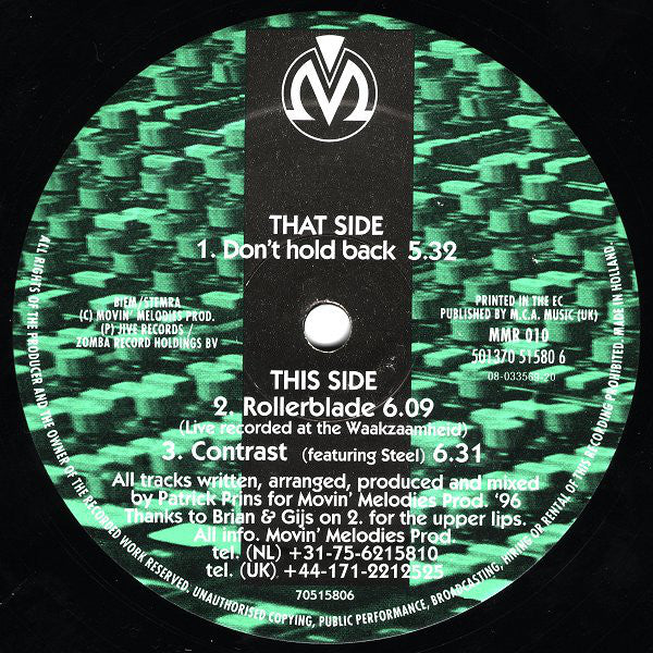 Movin' Melodies - Don't Hold Back - Used Vinyl Record 12"