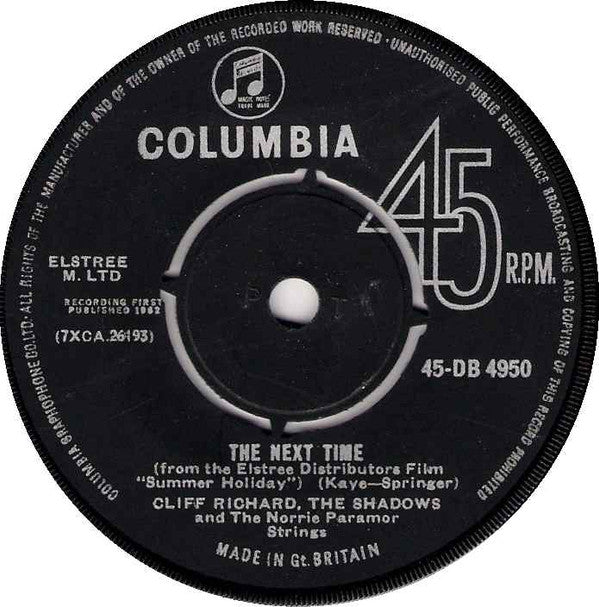 Cliff Richard & The - Next Time/Bachelor Boy - Used Vinyl Record 7"