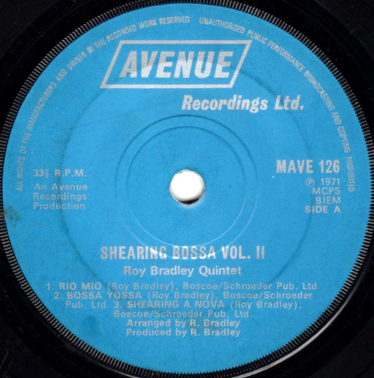 Roy Bradley Quintet - Shearing Bossa Nova Vol. II - Used Vinyl Recor