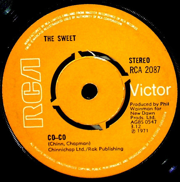 Sweet - Co-Co - Used Vinyl Record 7"