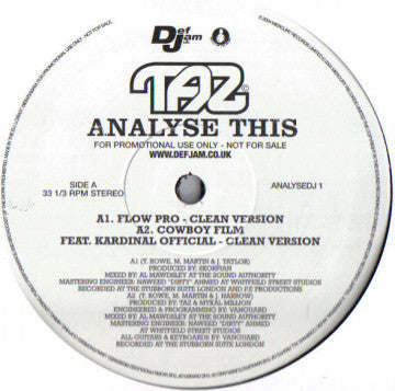 TAZ - Analyse This - Used Vinyl Record 12"