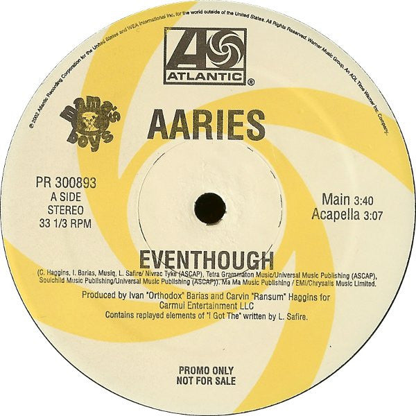 AAries - Eventhough - Used Vinyl Record 12"