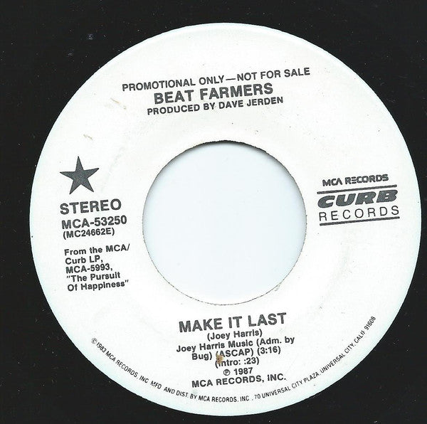 Beat Farmers - Make It Last - Used Vinyl Record 7"
