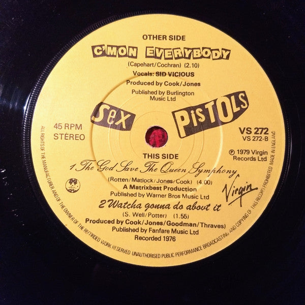 Sex Pistols - C'mon Everybody - Used Vinyl Record 45