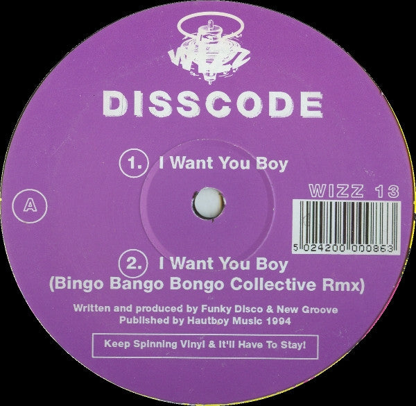 Disscode - I Want You Boy - Used Vinyl Record 12"
