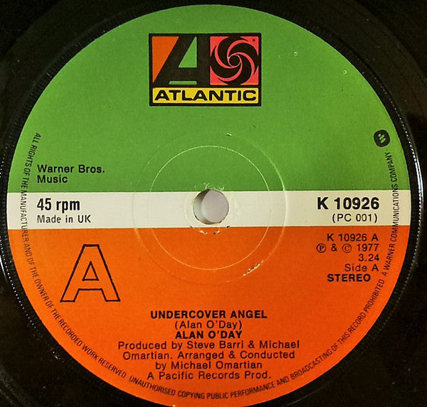 Alan O'Day - Undercover Angel - Used Vinyl Record 7"